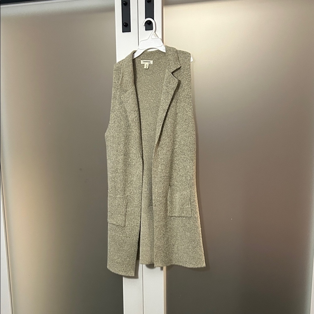 Monteau Beige Knit Long Sweater Vest